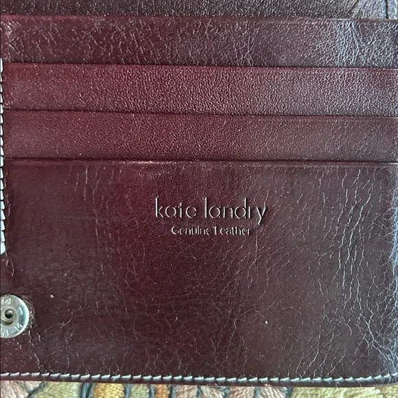 Kate Landry Classic Burgundy Genuine Leather Long Bi fold Wallet - Picture 4 of 4